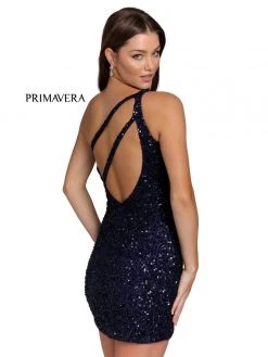 Primavera Couture - 3573 One Shoulder Sequined Fitted Cocktail Dress 40 Primavera Couture - 3573 One Shoulder Sequined Fitted Cocktail Dress