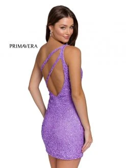 Primavera Couture - 3573 One Shoulder Sequined Fitted Cocktail Dress 47 Primavera Couture - 3573 One Shoulder Sequined Fitted Cocktail Dress