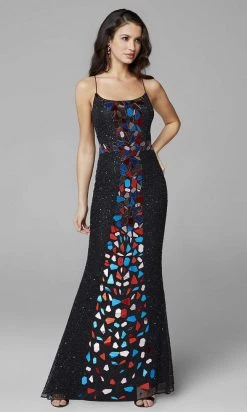 Primavera Couture - 3616 Fully Beaded Cut-Glass Accent Evening Dress