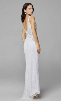 Primavera Couture - 3617 V-Neck Fitted Midriff Fully Beaded Dress