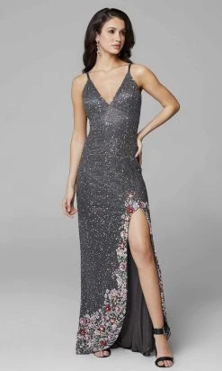 Primavera Couture - 3618 V-Neck Beaded 3D Floral Applique Hem Gown 26 Primavera Couture - 3618 V-Neck Beaded 3D Floral Applique Hem Gown