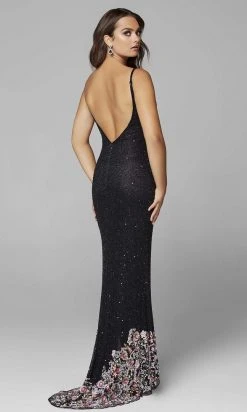 Primavera Couture - 3618 V-Neck Beaded 3D Floral Applique Hem Gown 20 Primavera Couture - 3618 V-Neck Beaded 3D Floral Applique Hem Gown