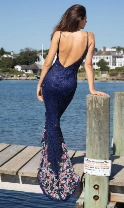 Primavera Couture - 3618 V-Neck Beaded 3D Floral Applique Hem Gown 17 Primavera Couture - 3618 V-Neck Beaded 3D Floral Applique Hem Gown