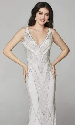 Primavera Couture - 3629 Embellished V Neck Long Sheath Dress 20 Primavera Couture - 3629 Embellished V Neck Long Sheath Dress
