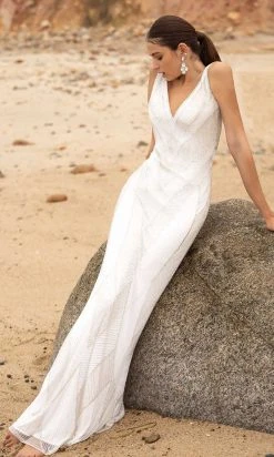 Primavera Couture - 3629 Embellished V Neck Long Sheath Dress 19 Primavera Couture - 3629 Embellished V Neck Long Sheath Dress