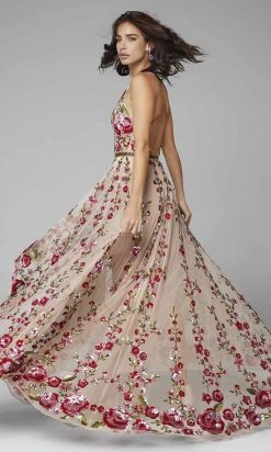 Primavera Couture - 3639 Floral Sequin A-Line High Low Dress