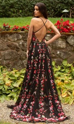 Primavera Couture - 3639 Floral Sequin A-Line High Low Dress