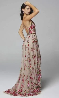 Primavera Couture - 3639 Floral Sequin A-Line High Low Dress