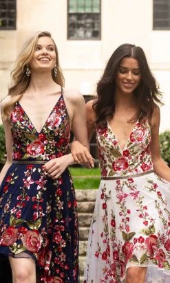 Primavera Couture - 3639 Floral Sequin A-Line High Low Dress