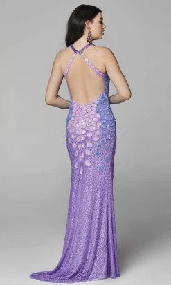 Primavera Couture - 3642 Sequin Halter Dress With Slit
