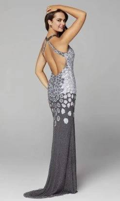 Primavera Couture - 3642 Sequin Halter Dress With Slit