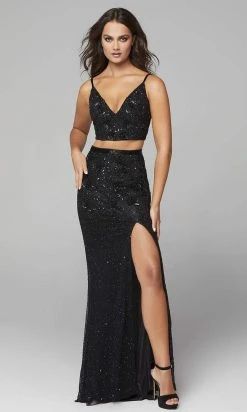 Primavera Couture - 3647 Two Piece Plunging V Neck Dress