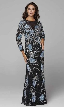 Primavera Couture - 3675 Sequin Long Sleeves Evening Dress