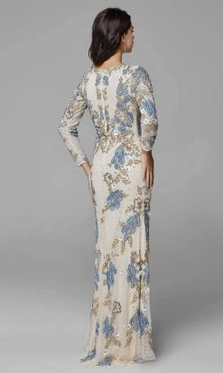 Primavera Couture - 3675 Sequin Long Sleeves Evening Dress