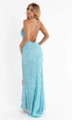 Primavera Couture - 3721 Beaded V-Neck With Slit Gown