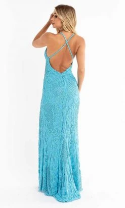 Primavera Couture - 3721 Beaded V-Neck With Slit Gown