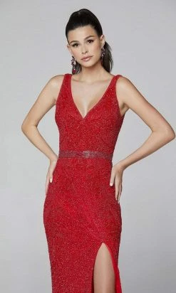 Primavera Couture - 3725 Beaded Sleeveless V-Neck Long Gown 30 Primavera Couture - 3725 Beaded Sleeveless V-Neck Long Gown