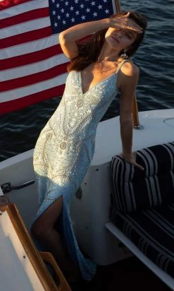 Primavera Couture - 3733 Beaded Sleeveless V-Neck Long Gown