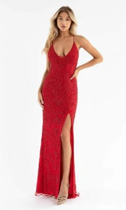 Primavera Couture - 3734 Beaded V-Neck Lace Up Back Gown 54 Primavera Couture - 3734 Beaded V-Neck Lace Up Back Gown