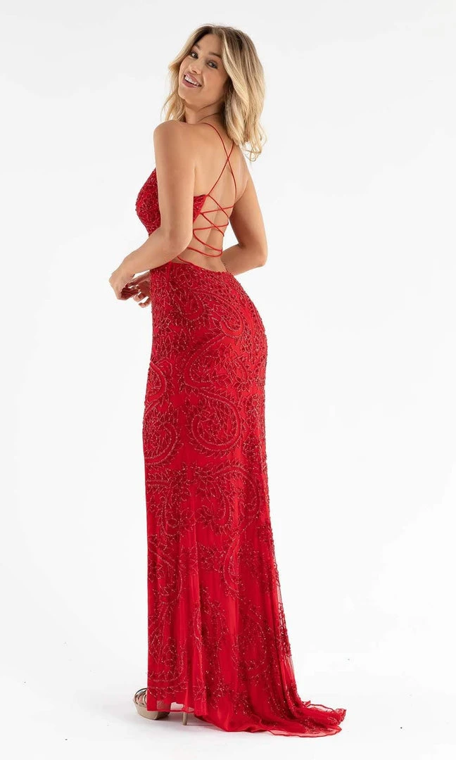 Primavera Couture - 3734 Beaded V-Neck Lace Up Back Gown 21 Primavera Couture - 3734 Beaded V-Neck Lace Up Back Gown