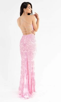 Primavera Couture - 3734 Beaded V-Neck Lace Up Back Gown 44 Primavera Couture - 3734 Beaded V-Neck Lace Up Back Gown