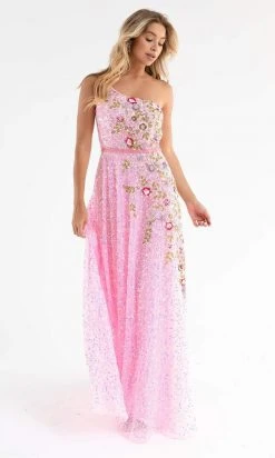 Primavera Couture - 3736 Fabulous Floral Sequined Pattern One Shoulder Ball Gown