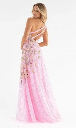 Primavera Couture - 3736 Fabulous Floral Sequined Pattern One Shoulder Ball Gown