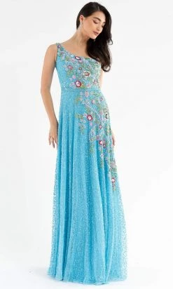 Primavera Couture - 3736 Fabulous Floral Sequined Pattern One Shoulder Ball Gown