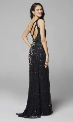 Primavera Couture - 3736 Fabulous Floral Sequined Pattern One Shoulder Ball Gown