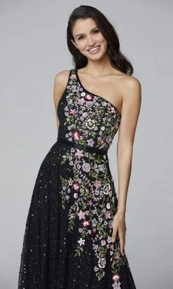 Primavera Couture - 3736 Fabulous Floral Sequined Pattern One Shoulder Ball Gown