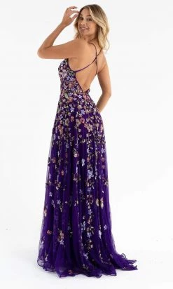 Primavera Couture - 3740 Trailing Floral Sequins Plunging V Neckline Ballgown 33 Primavera Couture - 3740 Trailing Floral Sequins Plunging V Neckline Ballgown