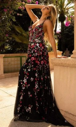 Primavera Couture - 3740 Trailing Floral Sequins Plunging V Neckline Ballgown 28 Primavera Couture - 3740 Trailing Floral Sequins Plunging V Neckline Ballgown