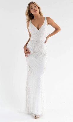 Primavera Couture - 3741 V-Neck Beaded Lace Long Gown 34 Primavera Couture - 3741 V-Neck Beaded Lace Long Gown