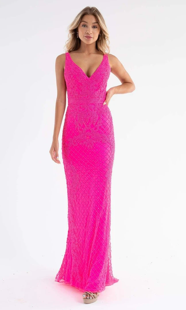 Primavera Couture - 3741 V-Neck Beaded Lace Long Gown 20 Primavera Couture - 3741 V-Neck Beaded Lace Long Gown