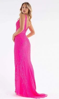 Primavera Couture - 3741 V-Neck Beaded Lace Long Gown 46 Primavera Couture - 3741 V-Neck Beaded Lace Long Gown