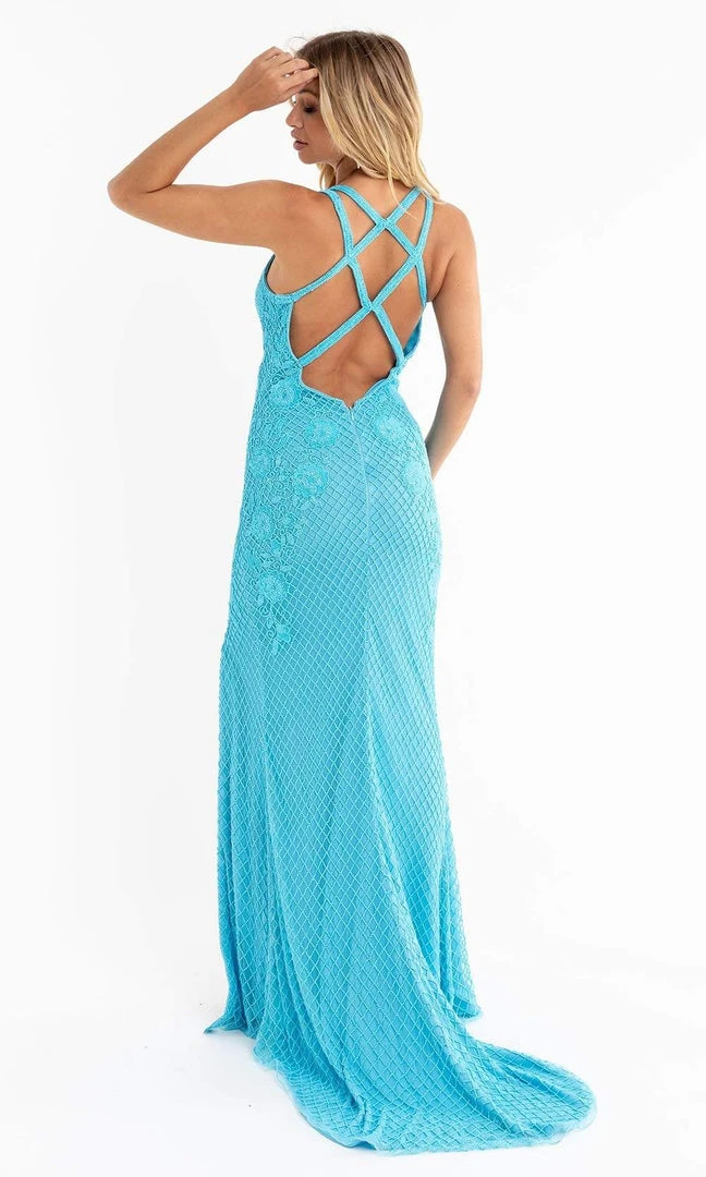 Primavera Couture - 3747 Strappy Back Beaded Sleeveless Gown 16 Primavera Couture - 3747 Strappy Back Beaded Sleeveless Gown