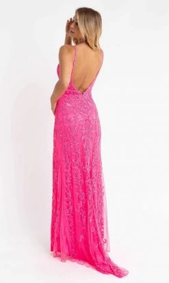Primavera Couture - 3749 Sequin V-Neck Open Back Gown