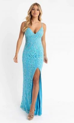 Primavera Couture - 3749 Sequin V-Neck Open Back Gown