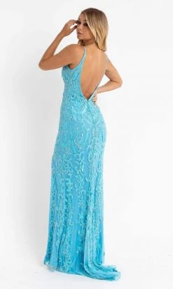 Primavera Couture - 3749 Sequin V-Neck Open Back Gown