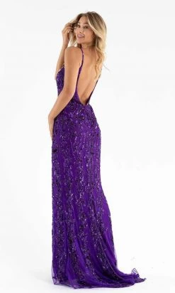 Primavera Couture - 3749 Sequin V-Neck Open Back Gown