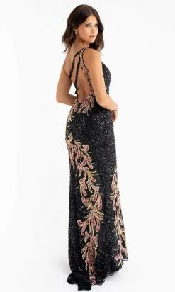 Primavera Couture - 3753 Trailing Petals Fully Sequined One Shoulder Long Gown