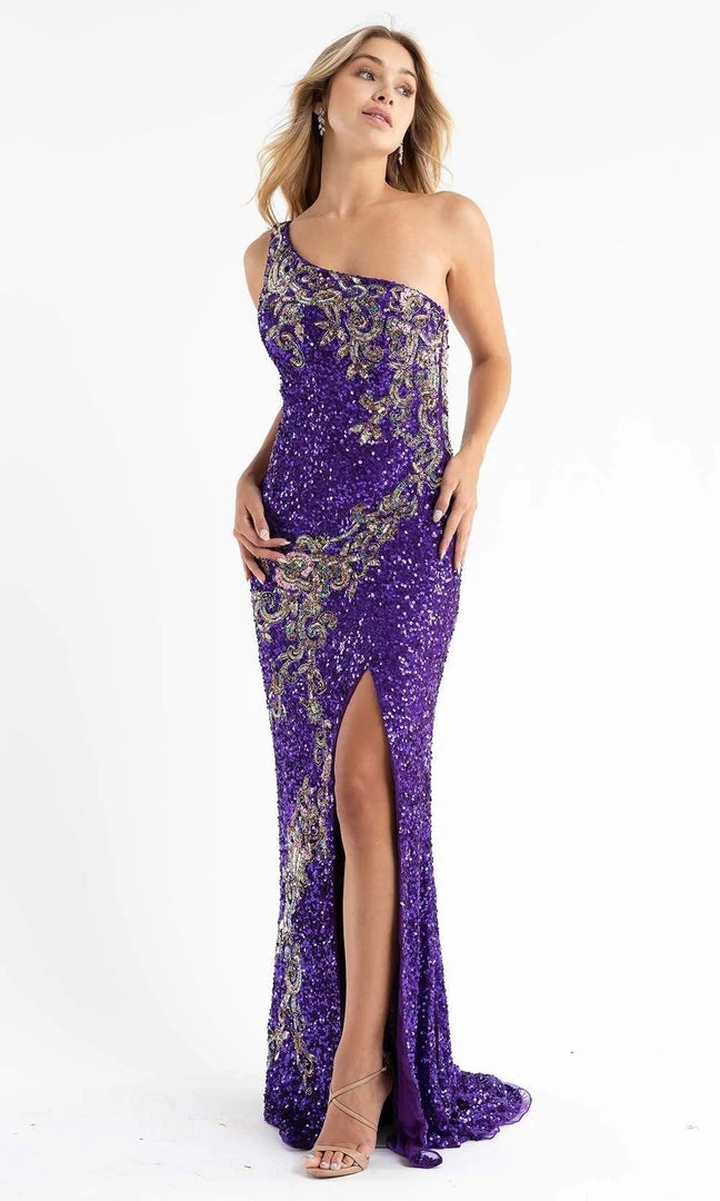 Primavera Couture - 3763 Asymmetrical Strappy Back Gown 12 Primavera Couture - 3763 Asymmetrical Strappy Back Gown