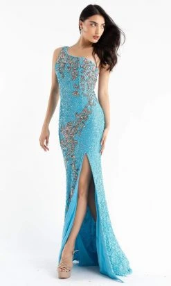 Primavera Couture - 3763 Asymmetrical Strappy Back Gown 19 Primavera Couture - 3763 Asymmetrical Strappy Back Gown