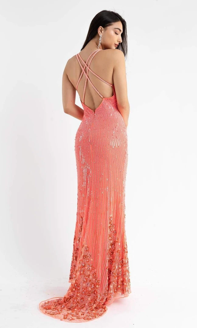 Primavera Couture - 3770 Fabulous Beading With Floral Embellishments Sleeveless Evening Gown 4 Primavera Couture - 3770 Fabulous Beading With Floral Embellishments Sleeveless Evening Gown