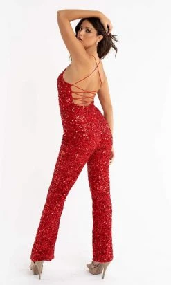 Primavera Couture - 3774 Sequin Scoop Neckline Jumpsuit