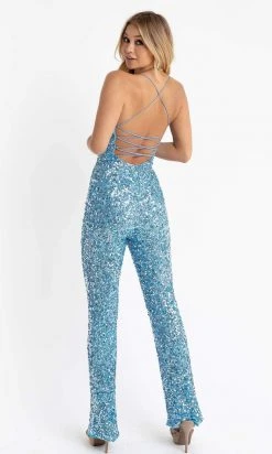 Primavera Couture - 3774 Sequin Scoop Neckline Jumpsuit