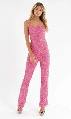 Primavera Couture - 3774 Sequin Scoop Neckline Jumpsuit