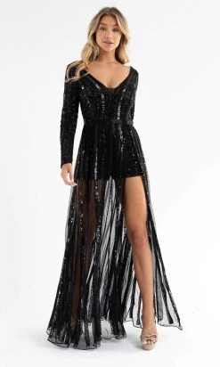 Primavera Couture - 3777 V-Neck Long Sleeve Romper 31 Primavera Couture - 3777 V-Neck Long Sleeve Romper