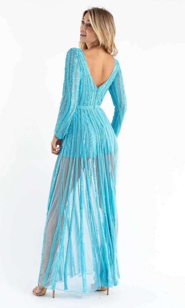 Primavera Couture - 3777 V-Neck Long Sleeve Romper 10 Primavera Couture - 3777 V-Neck Long Sleeve Romper