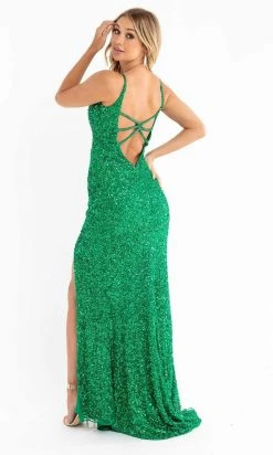 Primavera Couture - 3792 Sleeveless Sequin High Slit Dress 50 Primavera Couture - 3792 Sleeveless Sequin High Slit Dress